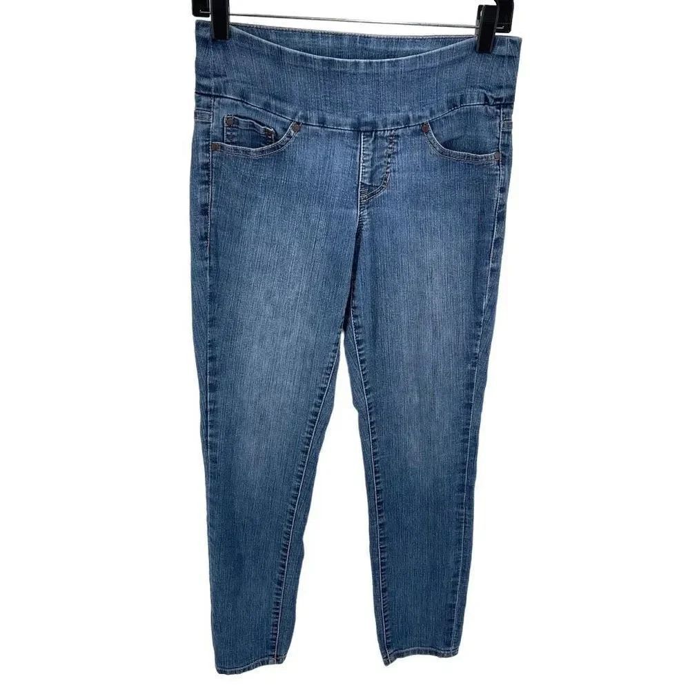Jag Womens High Rise Slim Ankle Jeans Pull On Stretch Medium Wash Blue Size 2